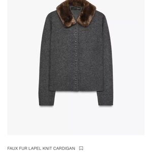 Zara faux fur lapel Knit Cardigan